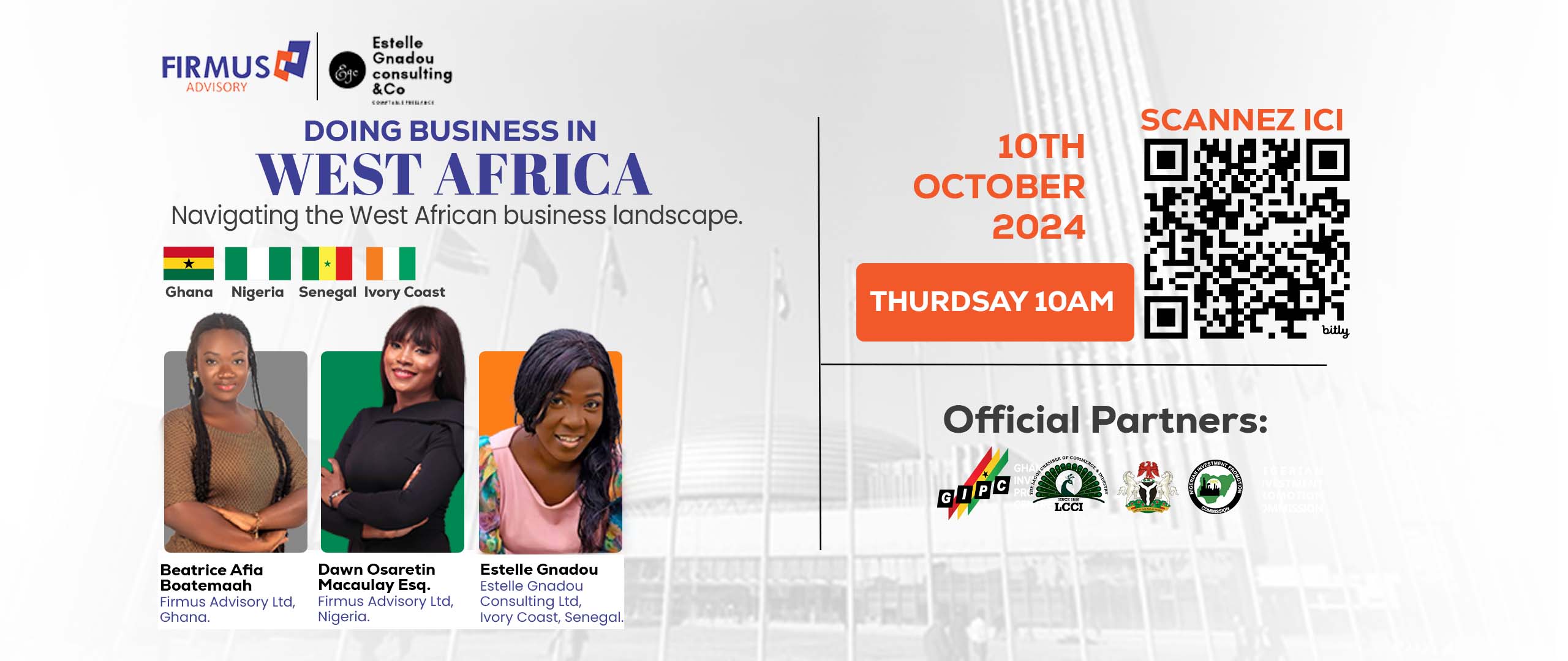 promotional flyer for the Doing Business in West Africa webinar