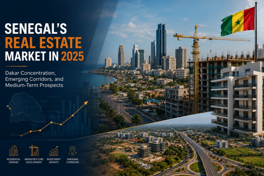 Senegal real estate market showing Dakar skyline, residential development and emerging urban corridors