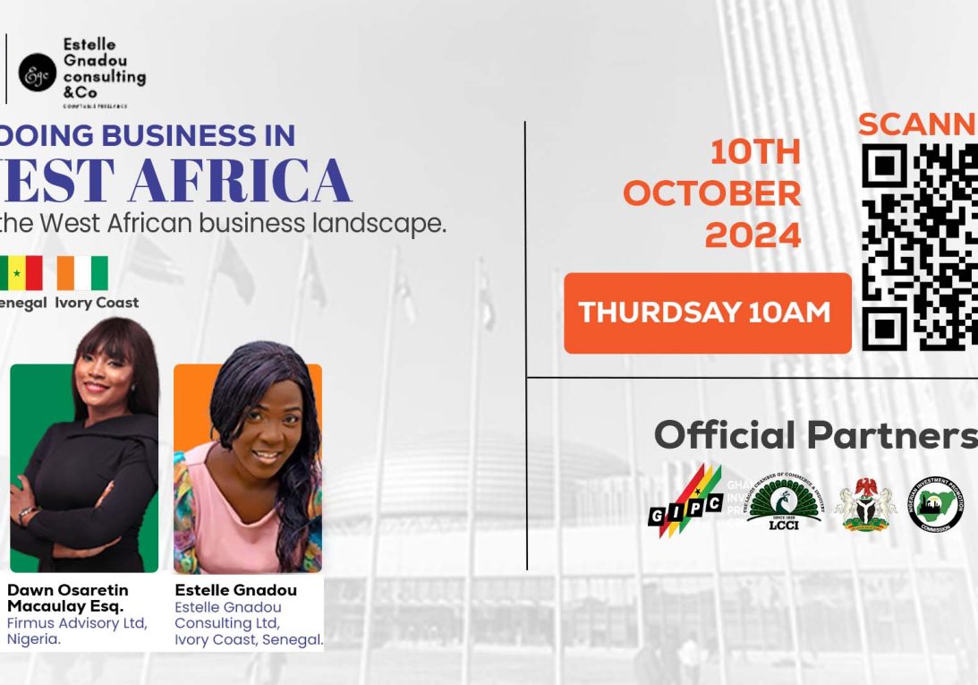 promotional flyer for the Doing Business in West Africa webinar